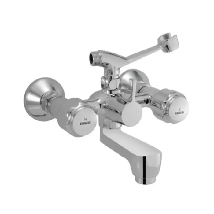 Essco 2 Way Wall Mixer Delux - Wall Mixer With Telephone Shower Arrangement Only With Crutch (With Bush & Piston Delux Diverter Fitting Bracket) With Aerator Dlx-Chr-517Kn 1