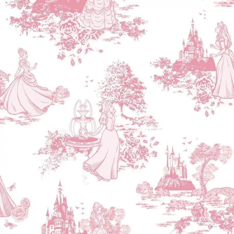 Disney Princess Toile Pink Wallpaper 1