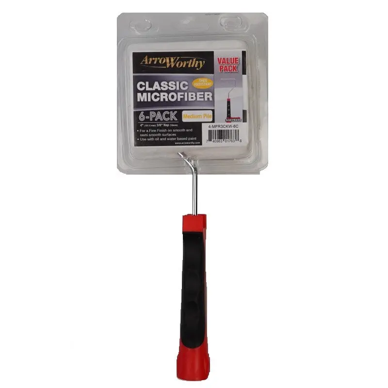 Arroworthy Classic Microfiber 4" Roller Frame & Sleeves (6 Pack) - Medium Pile 1