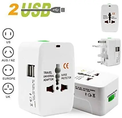 Dealsplant Universal Adapter Worldwide Travel Adapter With Built In Dual Usb Charger Ports (White) 1