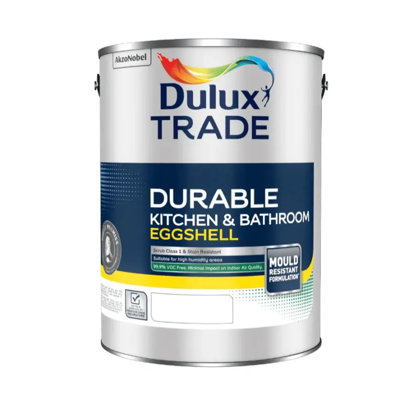 Dulux Trade Durable Kitchen & Bathroom Eggshell - Pure Brilliant White 1