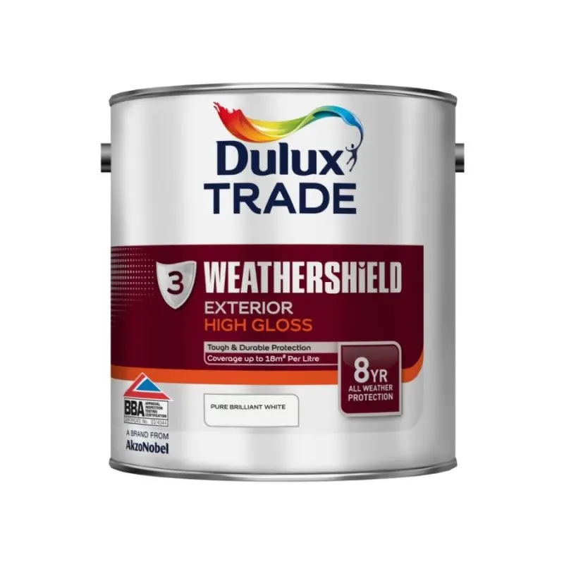 Dulux Trade Weathershield Exterior High Gloss (Oil-Based) - Pure Brilliant White 1