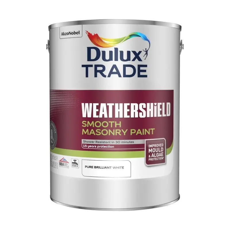Dulux Trade Weathershield Smooth Masonry Paint - Pure Brilliant White 1