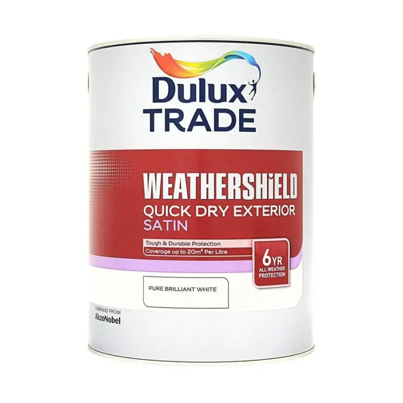 Dulux Trade Weathershield Quick Dry Exterior Satin - Pure Brilliant White 1
