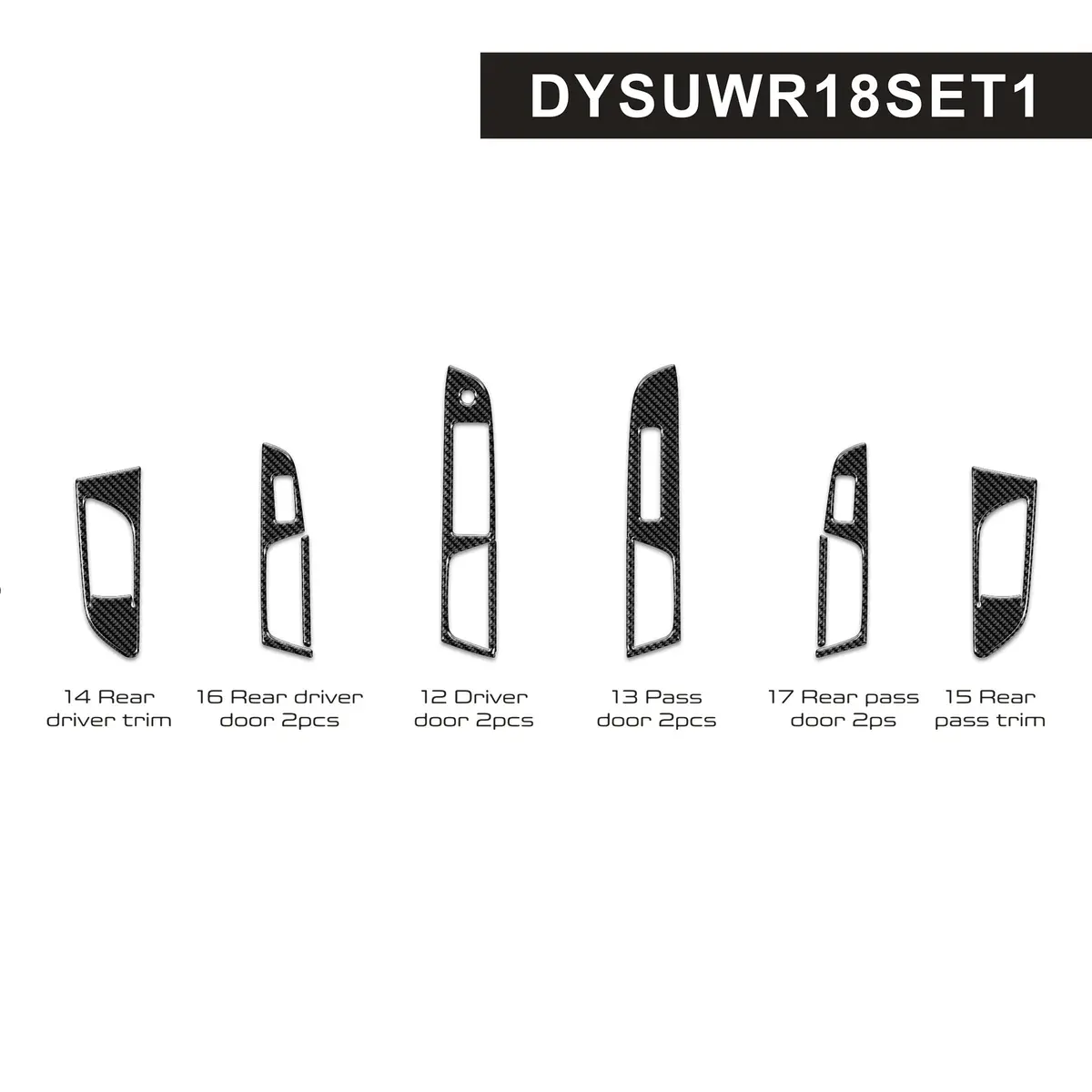 Dynacarbon™ 7 Pcs Carbon Fiber Front/Rear Door Trims For Subaru Wrx 2018-2021 1