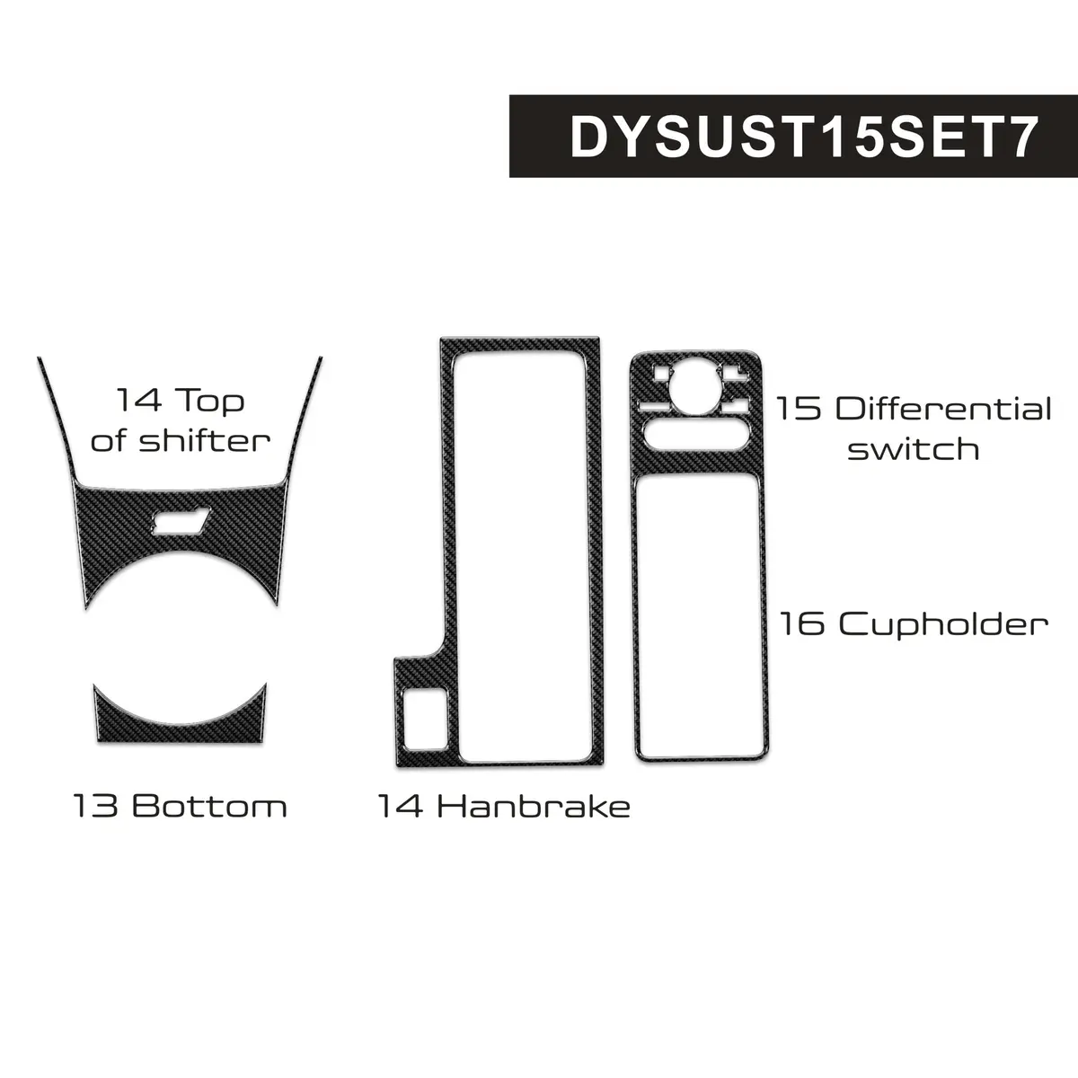 Dynacarbon™ Carbon Fiber Full Center Console Trim Manual Shifter For Subaru Wrx Sti 2015-2021 1
