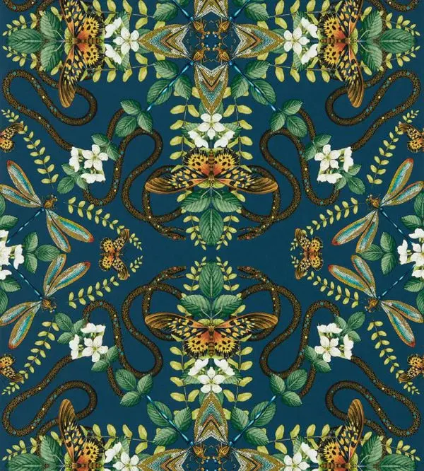 Clarke & Clarke Emerald Forest Wallpaper - Midnight Sample 1