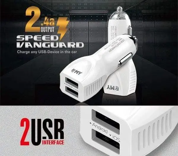 Emy 112 Premium Quality 2.4A Car Charger With Free Microusb Cable 1
