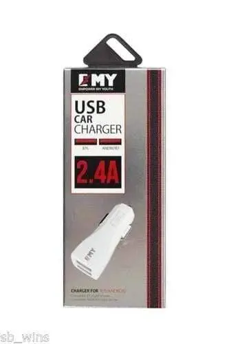 Emy-114 Usb Car Charger With 2 Usb Ports For All Mobiles Tablets 1