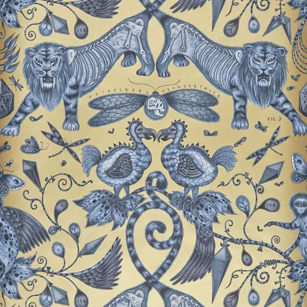 Clarke & Clarke Extinct Wallpaper- Blue Sample 1
