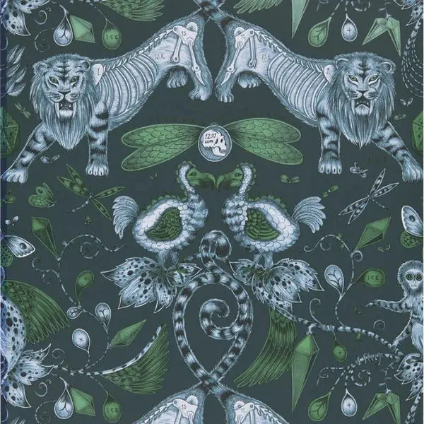 Clarke & Clarke Extinct Wallpaper- Navy Sample 1
