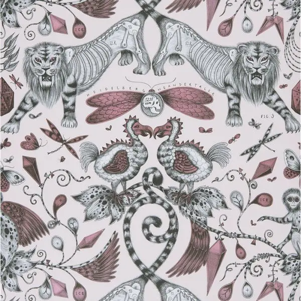 Clarke & Clarke Extinct Wallpaper- Pink Sample 1