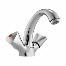 Essco Tropical Central Hole Basin Mixer Faucet With ‘U’ Shape Round Casted Spout With 450 Mm Long Braided Hoses Tqt-Chr-516A 1