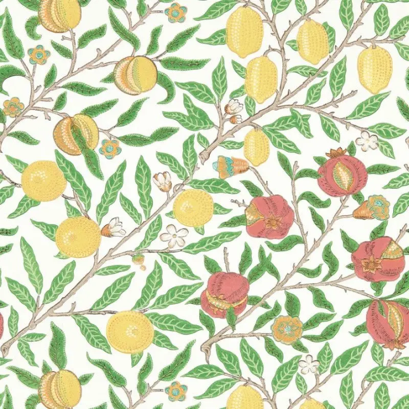 Morris & Co Fruit Wallpaper - Leaf Green/Madder Sample 1