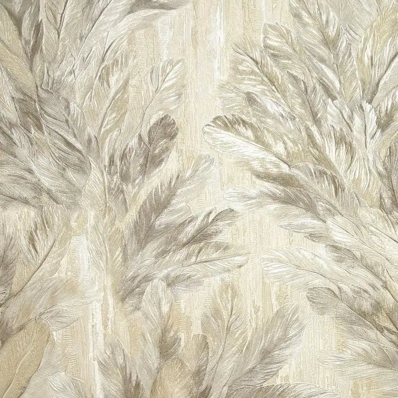 Vymura Gianni Trailing Feather Wallpaper Sample - Natural Beige 1