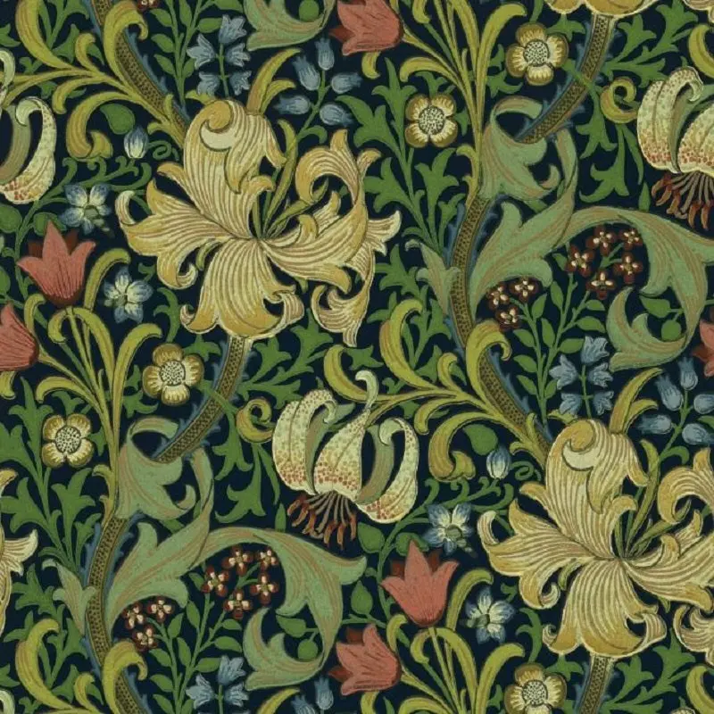 Morris & Co Golden Lily Wallpaper - Indigo Sample 1