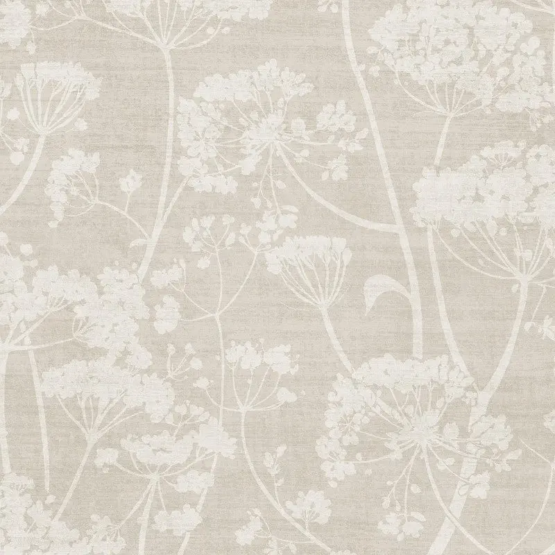 Cow Parsley Floral Trail Wallpaper Neutral Sample 1