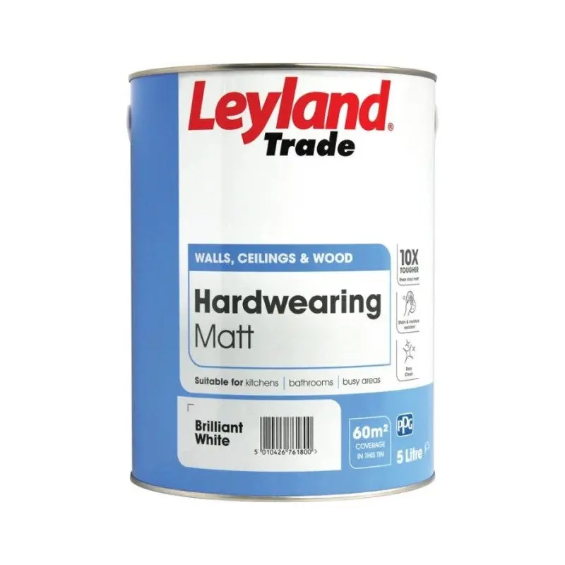 Leyland Trade Hardwearing Matt Paint - Brilliant White 1