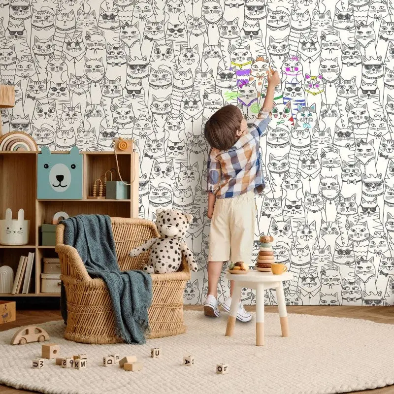 Colour Me Cats Colouring In Wallpaper 1
