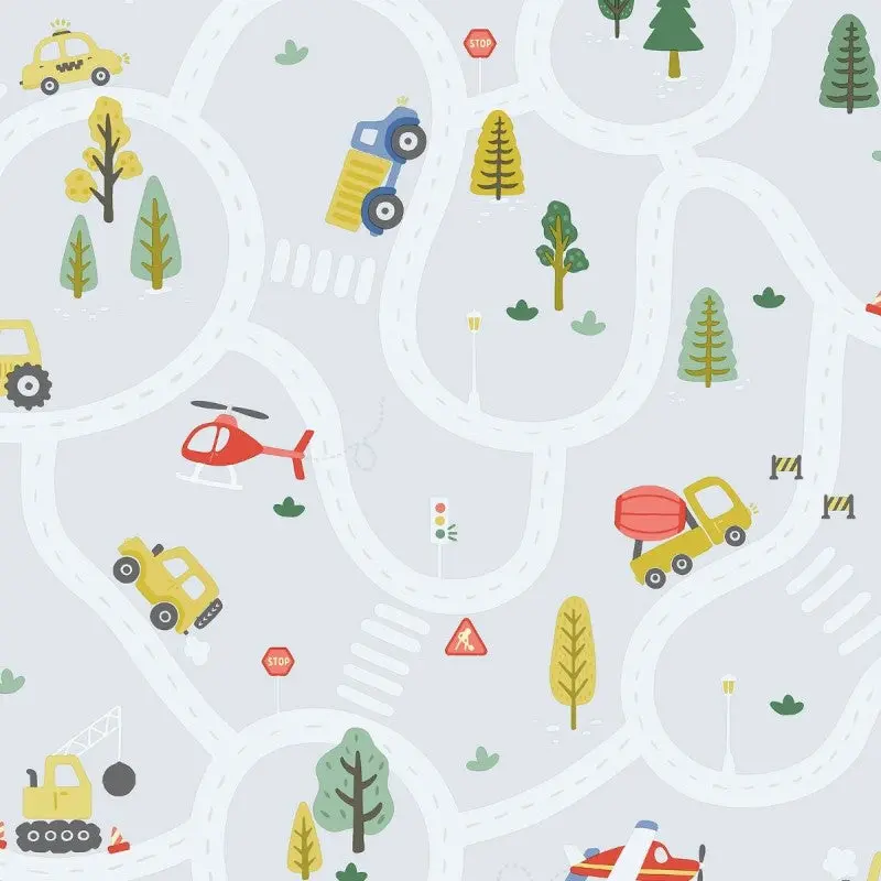 Roundabout Road Wallpaper - Light Blue Sample 1