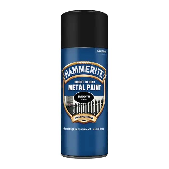 Hammerite Metal Paint Smooth Aerosol - Black 400Ml 1