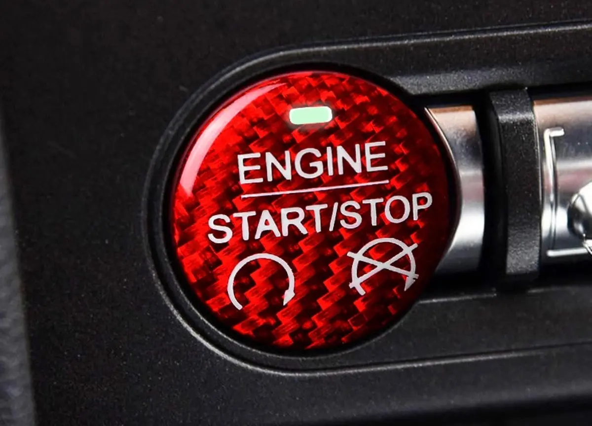 Dynacarbon™️ Carbon Fiber Engine Start/Stop Overlay For Ford Mustang 2015-2023 1