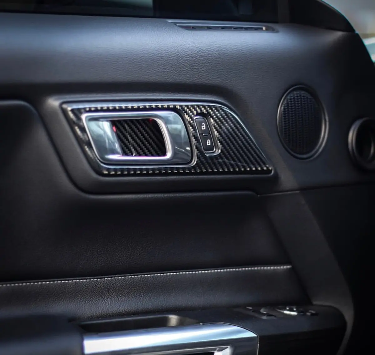 Dynacarbon™️ Carbon Fiber Door Handle Trim Kit For Ford Mustang 2015-2023 2