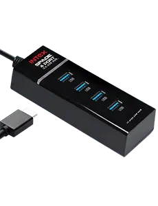 Intex Spade 4 Port Usb 3.0 Hub For Computer Laptop Pc Dvd Burner Portable Hard Disk, Mouse, Keyboard, Printer, Ps4/Ps4 Slim/Ps4 Pro/Xboxone/Xbox360 1