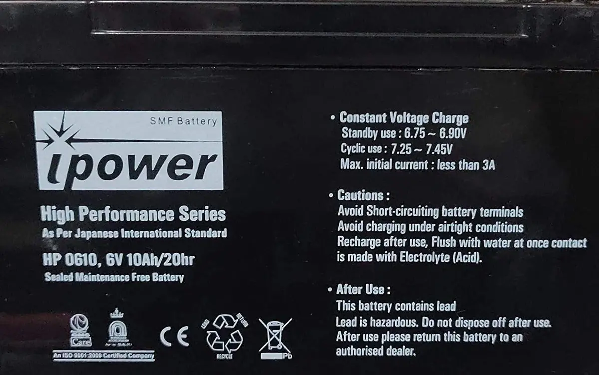 Ipower 6V 10Ah Rechargeable Vrla Battery For Toys & Scientific Projects 1