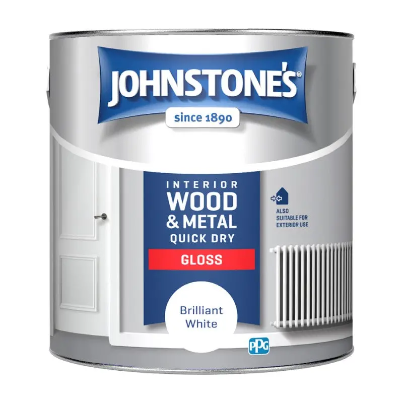 Johnstone's Interior Wood & Metal Quick Dry Gloss - Brilliant White 1