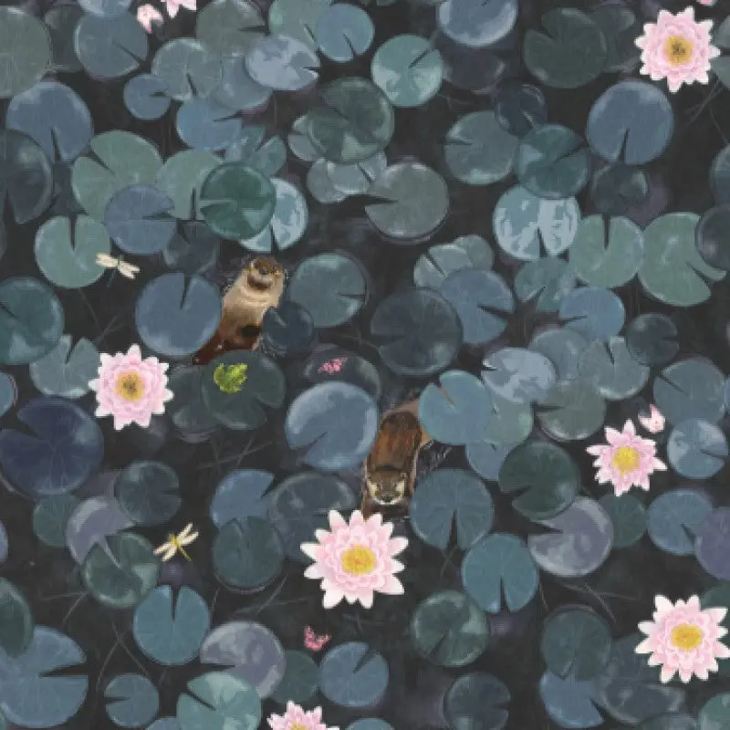 Little Greene Lily Pads Mural Wallpaper Sample - Hicks' Blue 1