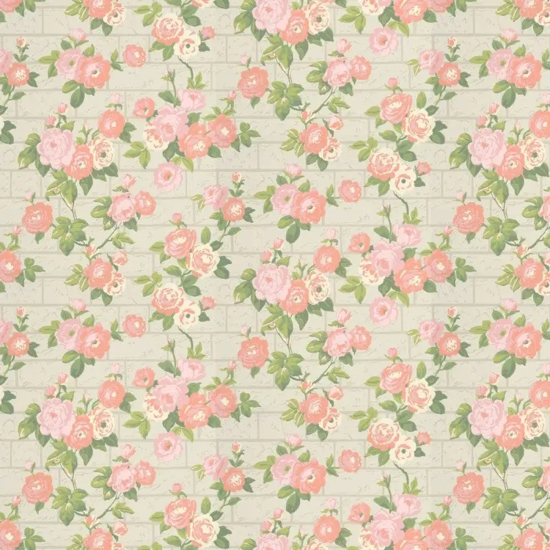 Little Greene Rose Garden Wallpaper Sample - Green Stone 1