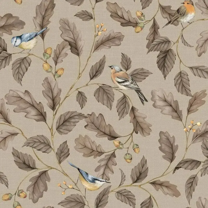 Oakleigh Trail Woodland Wallpaper Sample - Taupe 1