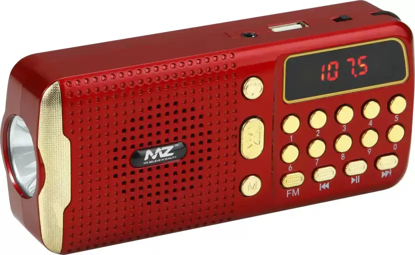 Mz M42vp Portable Bluetooth Speaker Dynamic Sound With Wireless Fm & Inbuilt Torch Fm Radio  (Red) 1