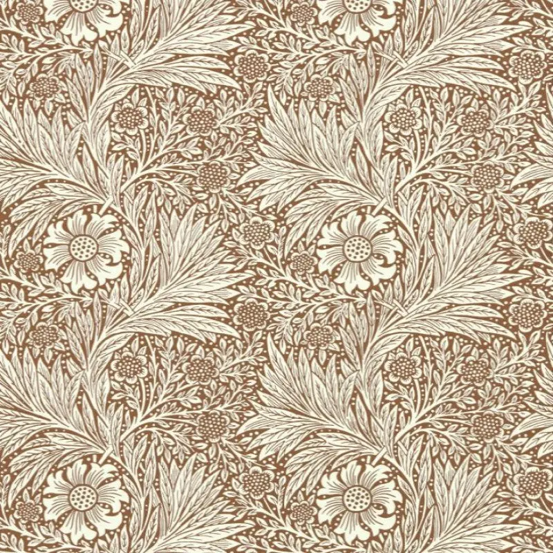 Morris & Co Marigold Wallpaper - Chocolate/Cream Sample 1