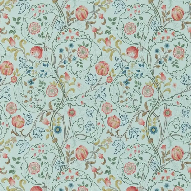Morris & Co Mary Isobel Wallpaper - Silk Blue/Pink Sample 1