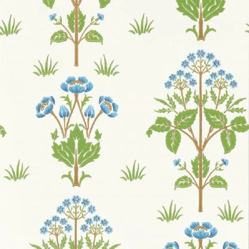 Morris & Co Meadow Sweet Wallpaper - Cobalt/Grass Green Sample 1