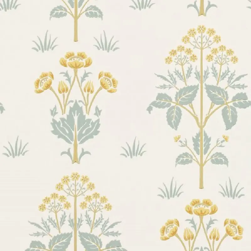 Morris & Co Meadow Sweet Wallpaper - Gold/Slate Sample 1