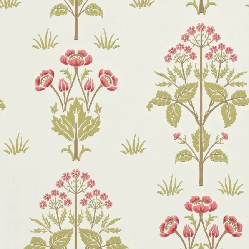 Morris & Co Meadow Sweet Wallpaper - Rose/Olive Sample 1