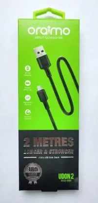 Oraimo Ocd -M56 2 Meters Data Cable Black 2 M Micro Usb Cable  (Compatible With Vivo Y 15, Black, One Cable) 1
