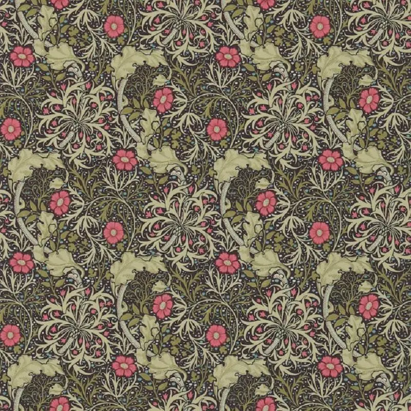 Morris & Co Seaweed Wallpaper - Ebony/Poppy Sample 1