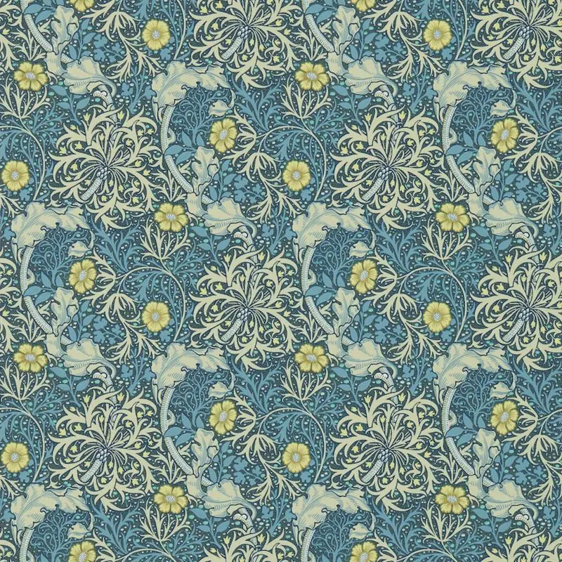 Morris & Co Seaweed Wallpaper - Ink/Woad Sample 1