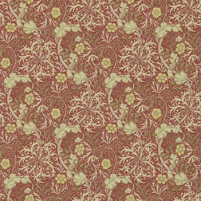 Morris & Co Seaweed Wallpaper - Red/Gold Sample 1