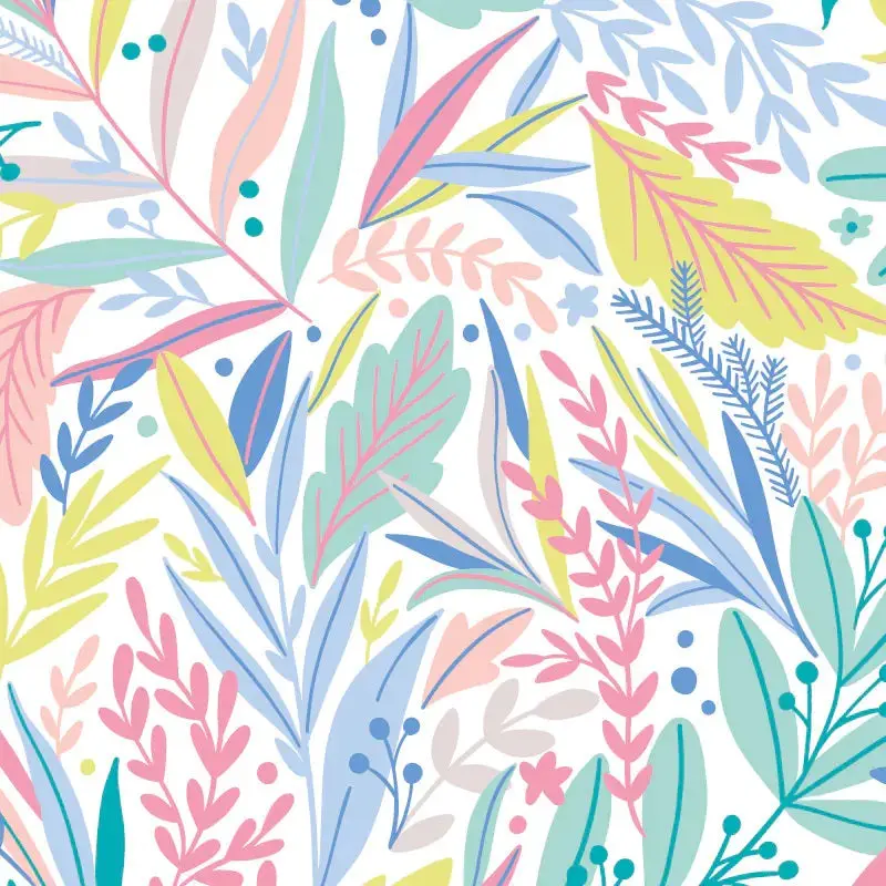 Origin Patterned Leaves Wall Mural Pastel 1
