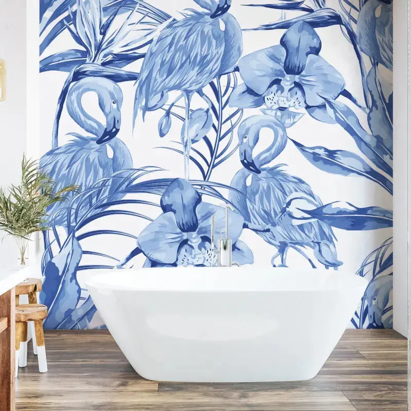Origin Paradise Flamingo Wall Mural Cobalt 1