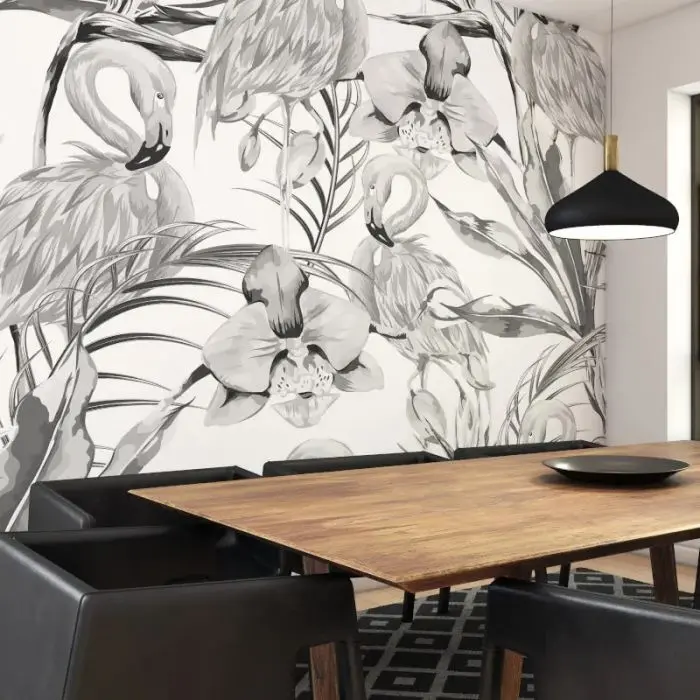 Origin Paradise Flamingo Wall Mural Noir 2