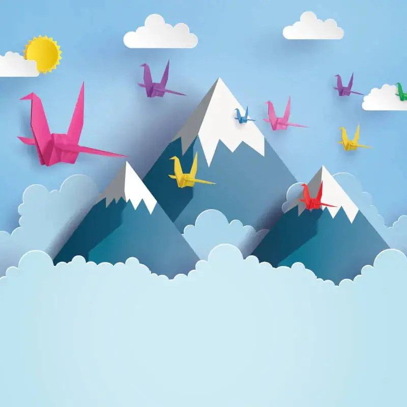 Origin Origami Mountains Wall Mural Powder Blue 1