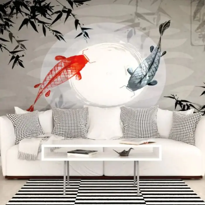 Origin Watercolour Koi Wall Mural Graphite 1