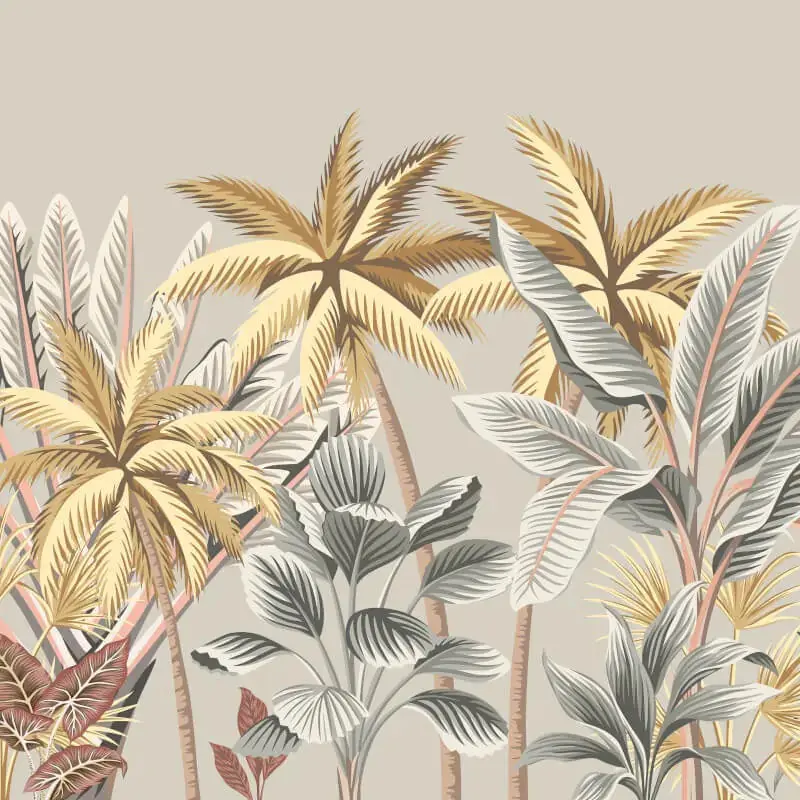 Origin Tropical Palm Trees Wall Mural Grey 1