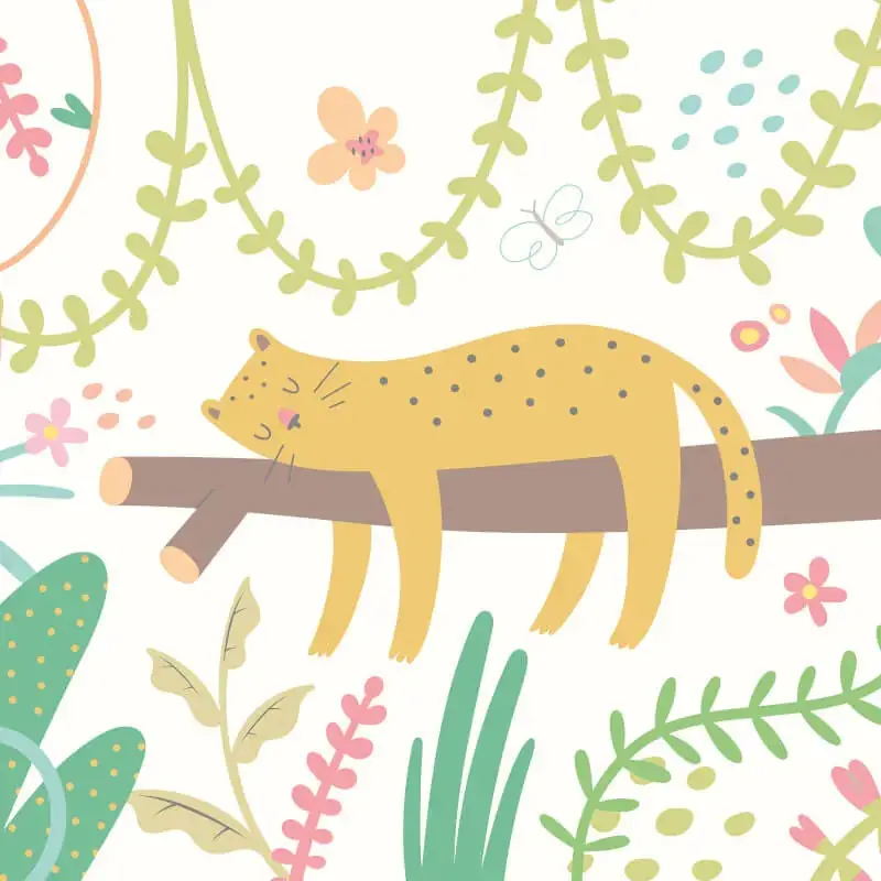 Origin Sleeping Jungle Leopard Wall Mural Green 1